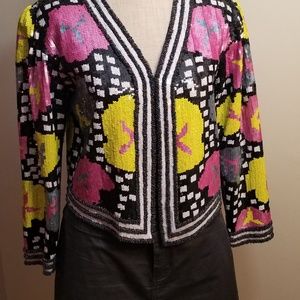 NWT Sequence Jacket with geometric floral pattern